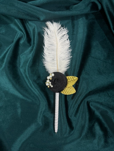 Single Royal Black Flower Nikkah Pen