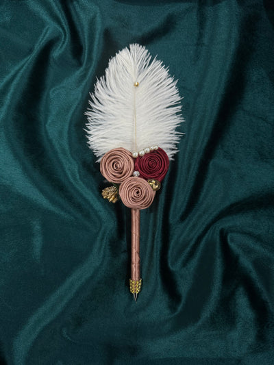 Hand Made Royal Gold White Ostrich Pen